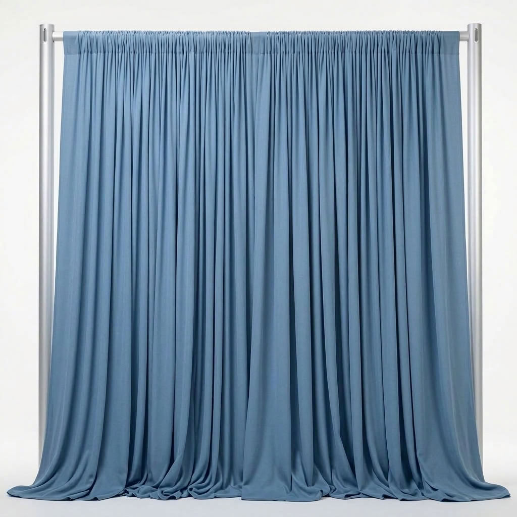 Interlock (Stretch) Drapery Panel in Blue/Dusk 4120 - fabric view 2