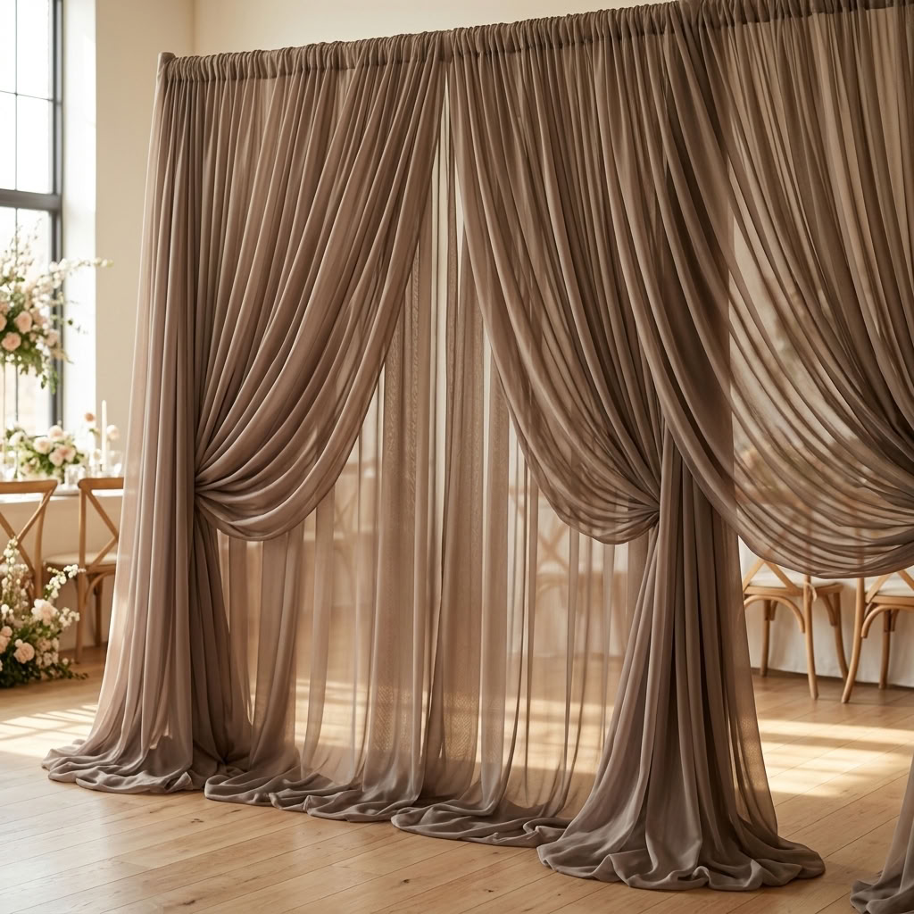 Chiffon Drapery Panel in Taupe 9017 - drapery view 6