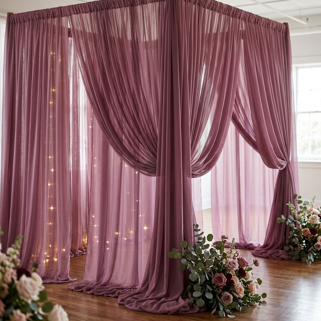 Chiffon Drapery Panel in Mauve 1271 - drapery view 4