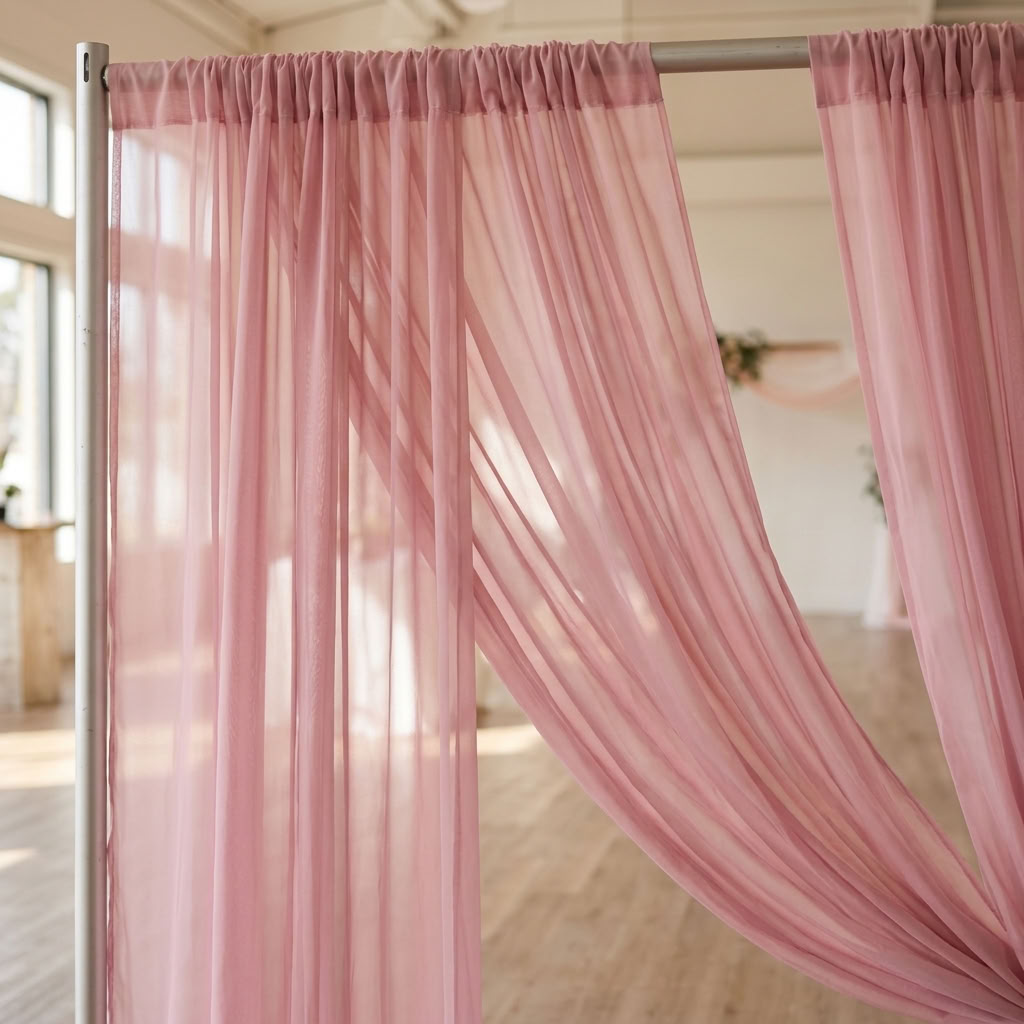 Chiffon Drapery Panel in Pink 1157 - drapery view 6