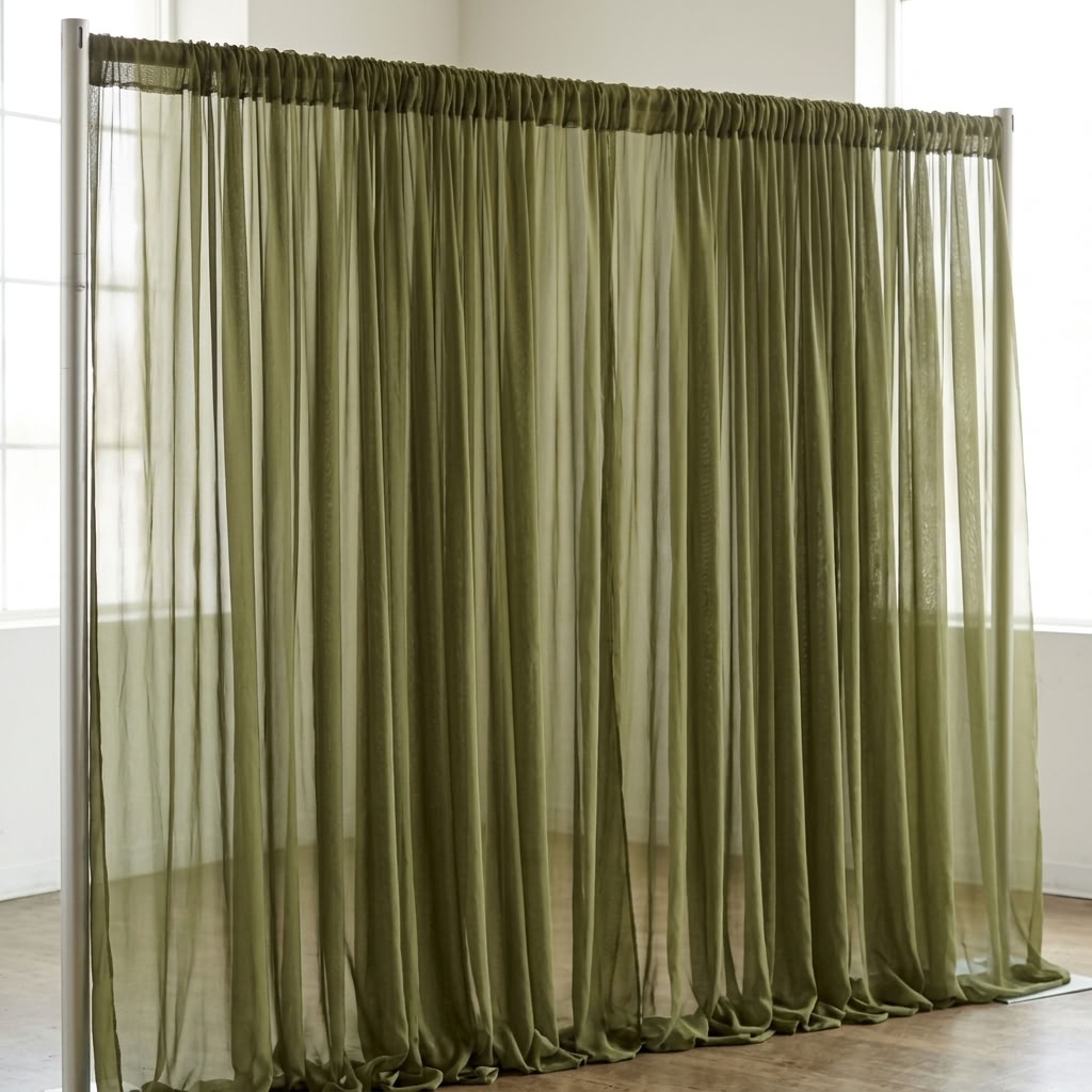 Chiffon Drapery Panel in Olive 1337 - drapery view 7