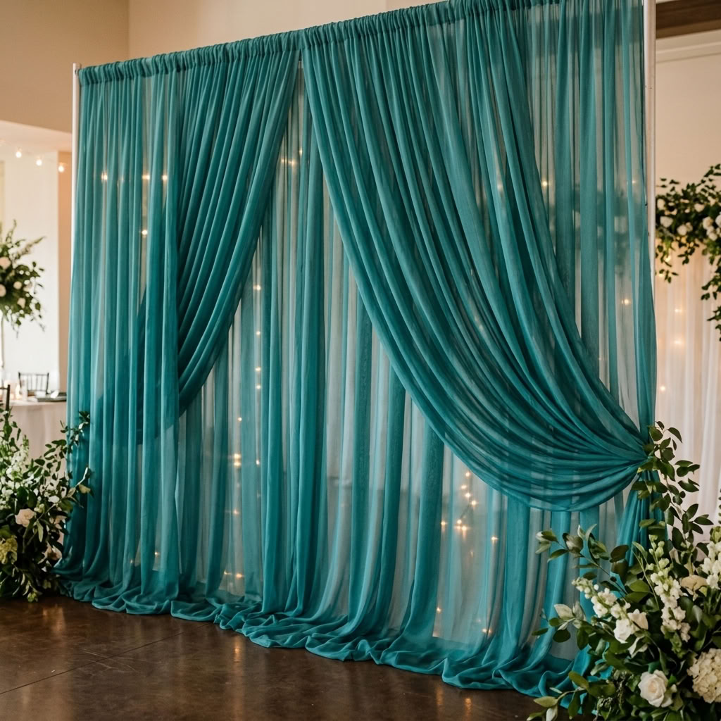 Chiffon Drapery Panel in Jade 1935 - drapery view 8