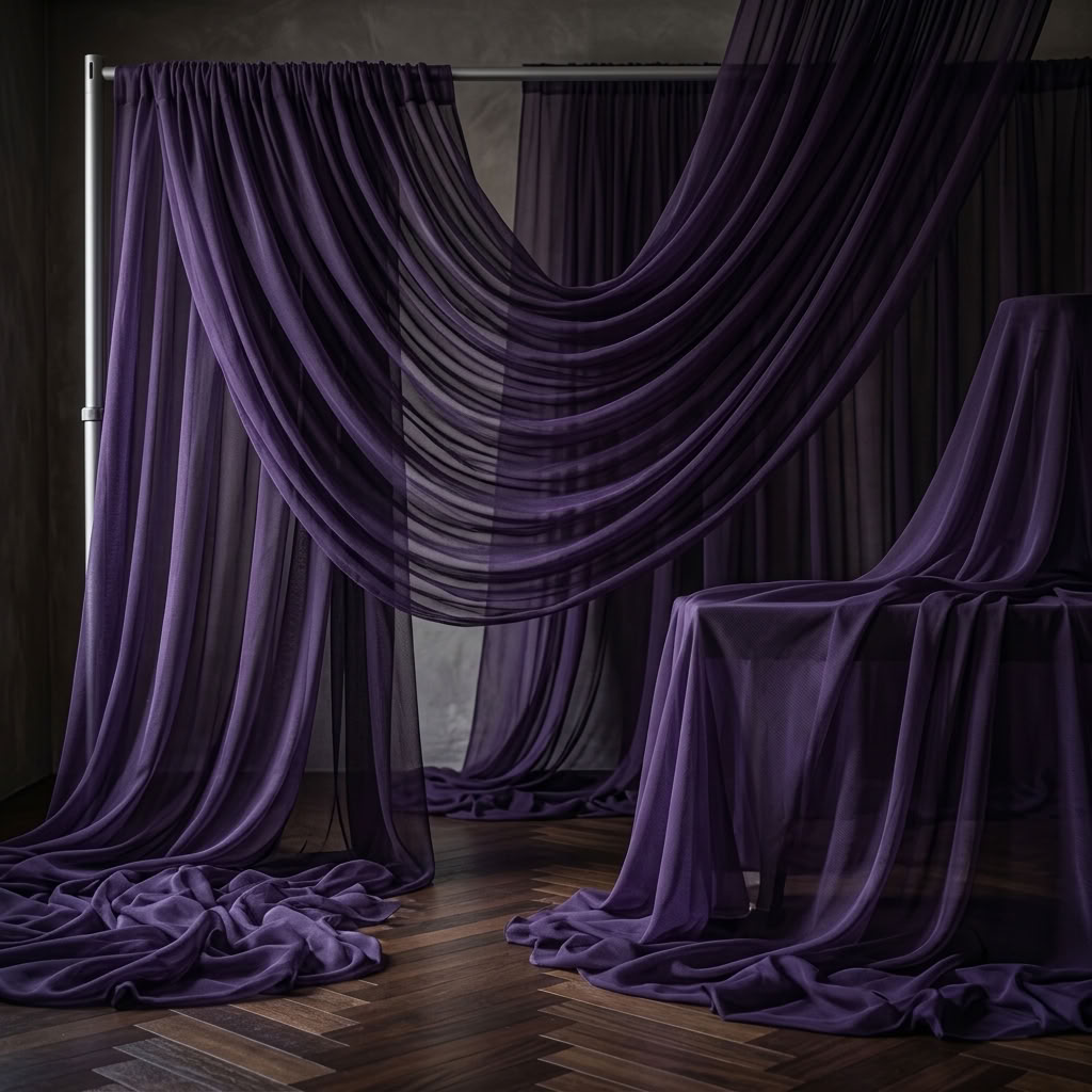 Chiffon Drapery Panel in Purple 1660 - drapery view 8