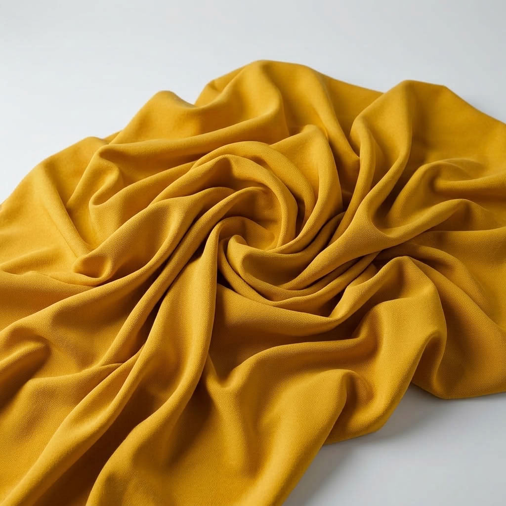 Interlock (Stretch) Wholesale Fabric in Gold 2009 - loose-fold fabric view