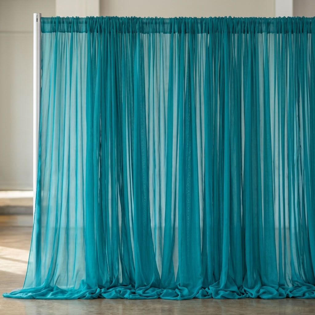 Chiffon Drapery Panel in Turquoise 1142 - drapery view 4