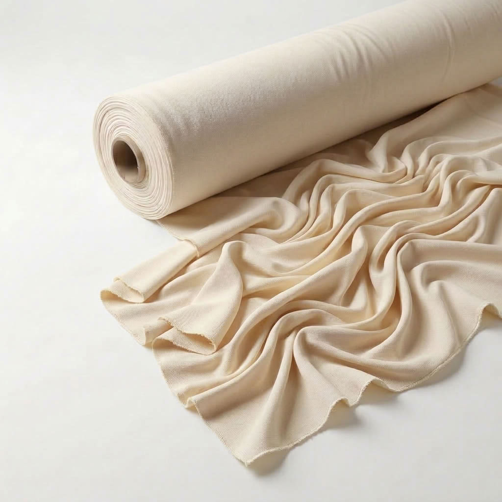 Interlock (Stretch) Drapery Panel in Vanilla 1111 - fabric roll