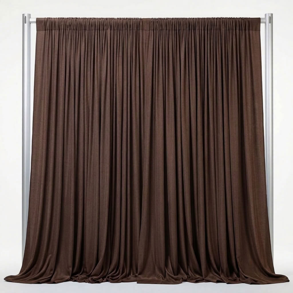 Interlock (Stretch) Drapery Panel in Brown 1266 - alternate hanging view