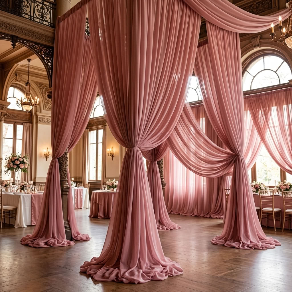 Chiffon Drapery Panel in D/Rose 1161 - drapery view 8