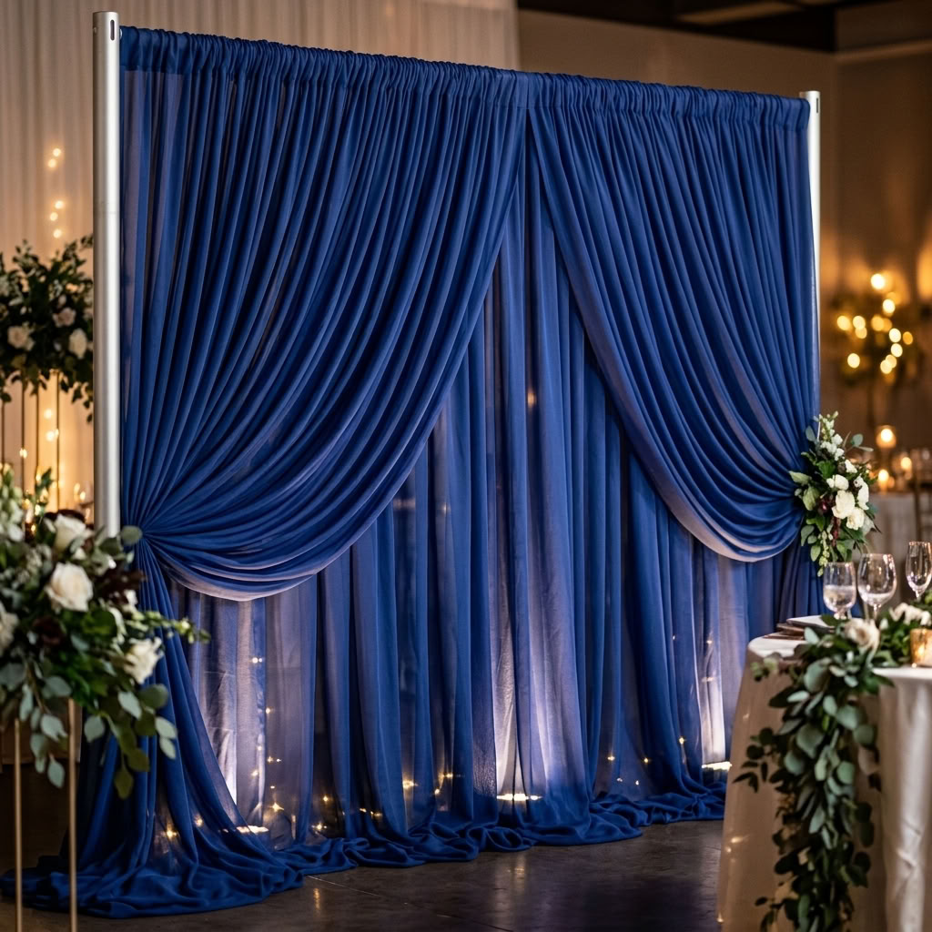 Chiffon Drapery Panel in Royal 1149 - drapery view 2