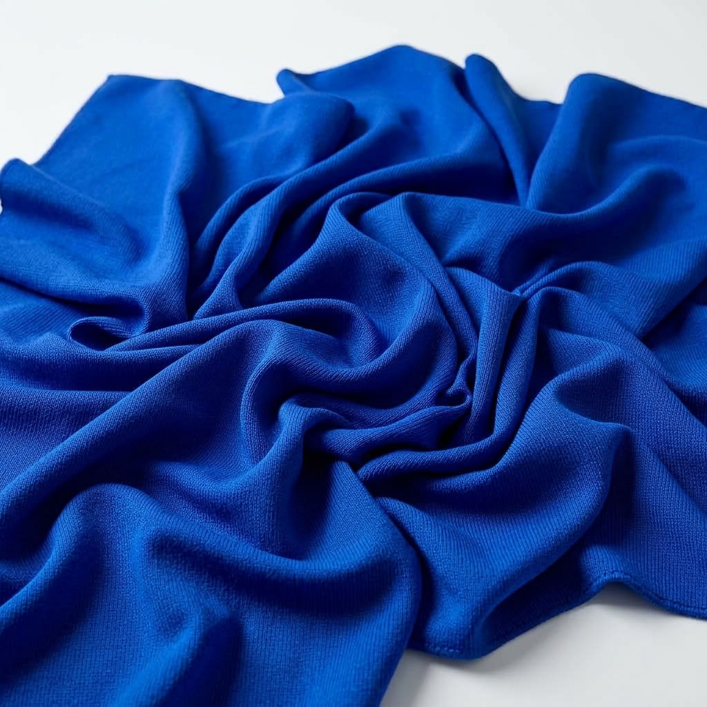 Interlock (Stretch) Drapery Panel in Royal/BRT 1243 - fabric detail 1