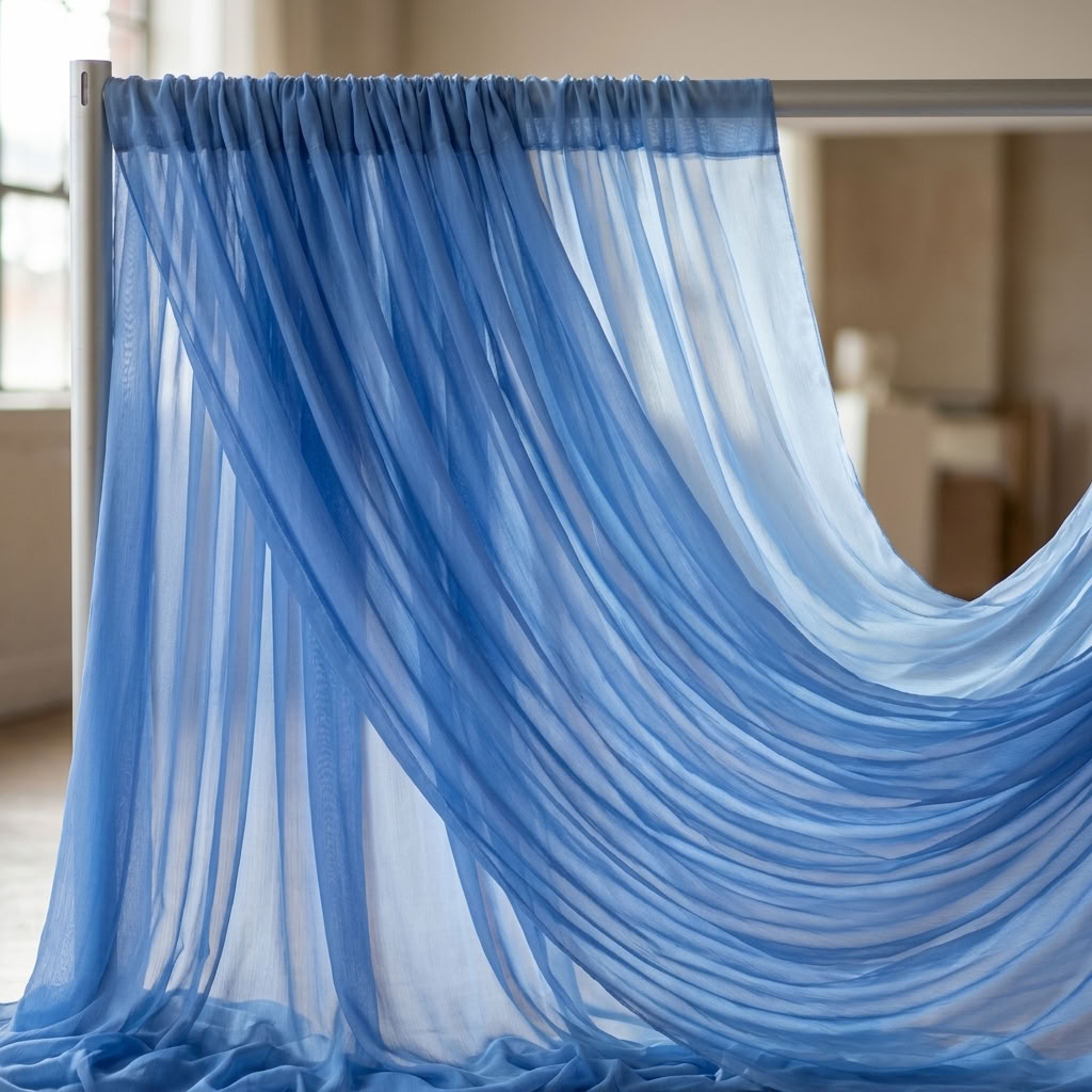 Chiffon Drapery Panel in Blue 1121 - drapery view 8