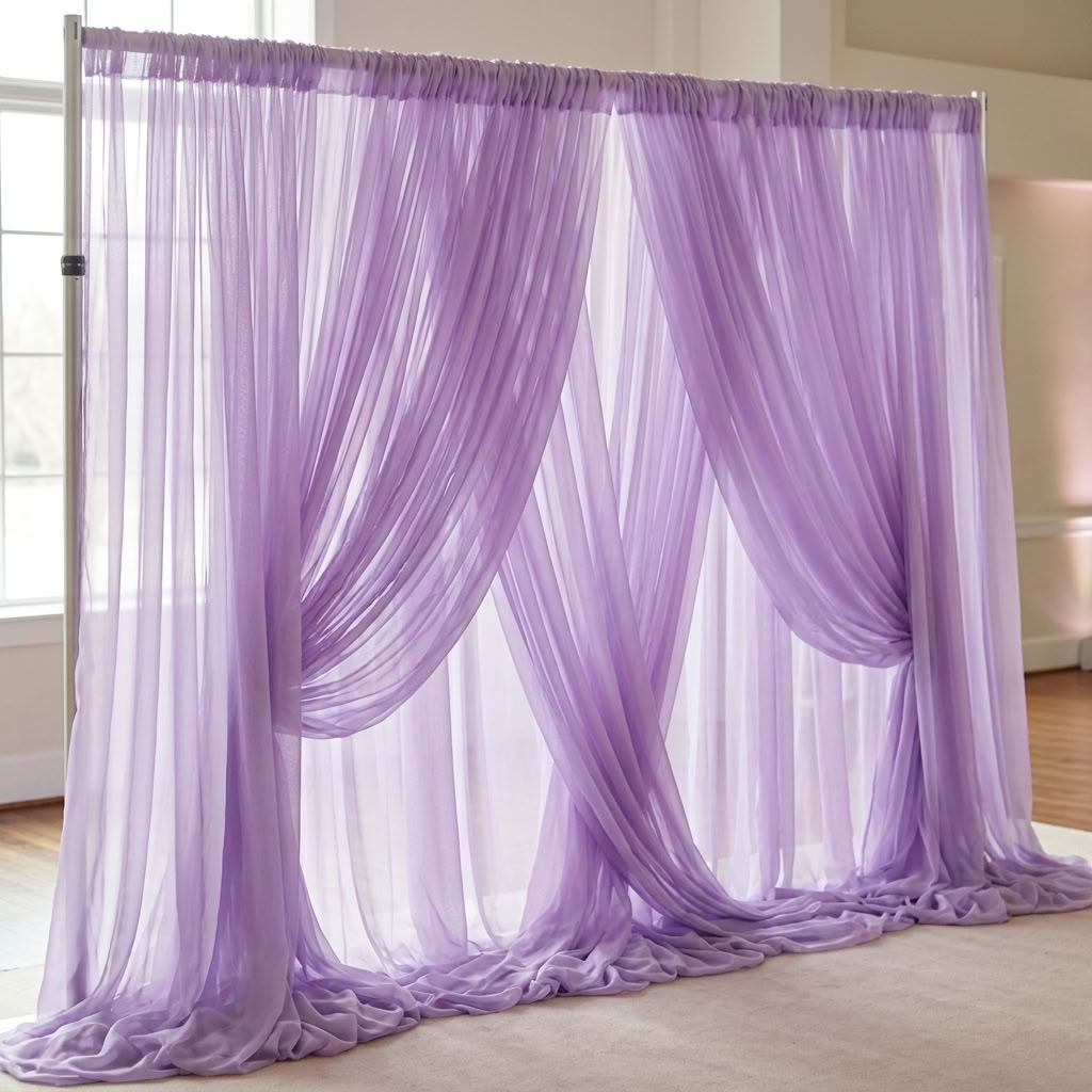 Chiffon Drapery Panel in Lilac 1172 - drapery view 8