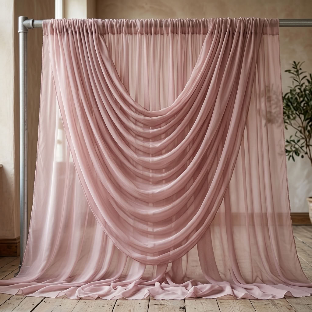 Chiffon Drapery Panel in D/Rose 1160 - drapery view 3