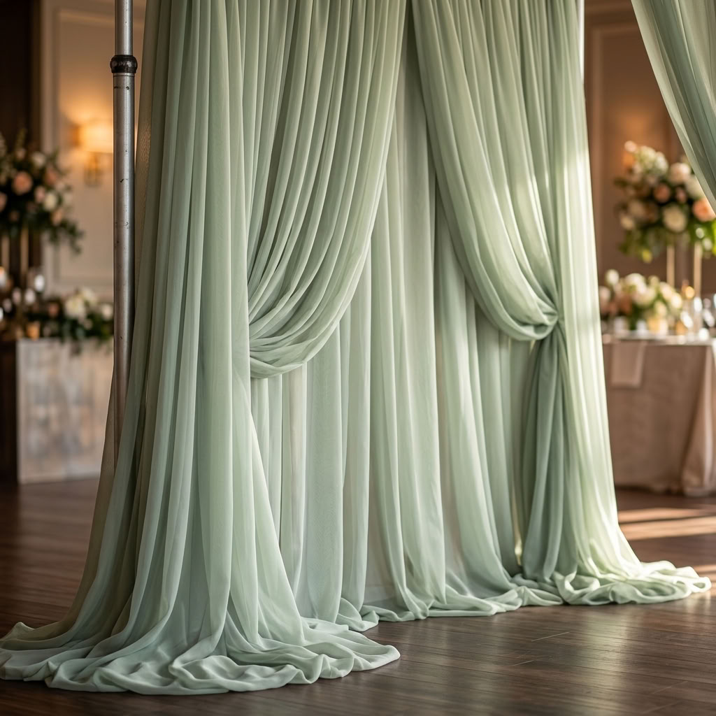 Chiffon Drapery Panel in Sage 1152 - drapery view 4