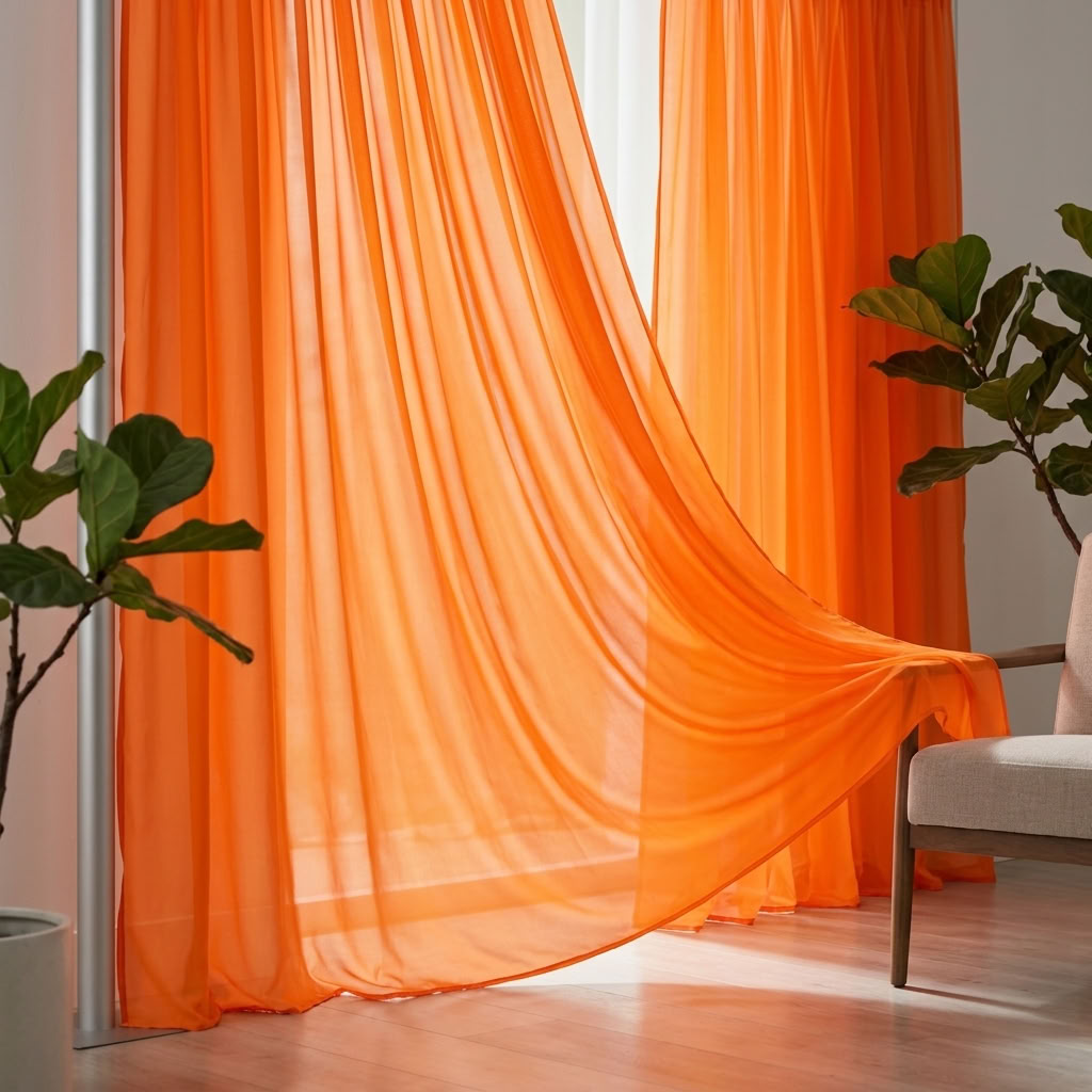 Chiffon Drapery Panel in Orange 1608 - drapery view 2