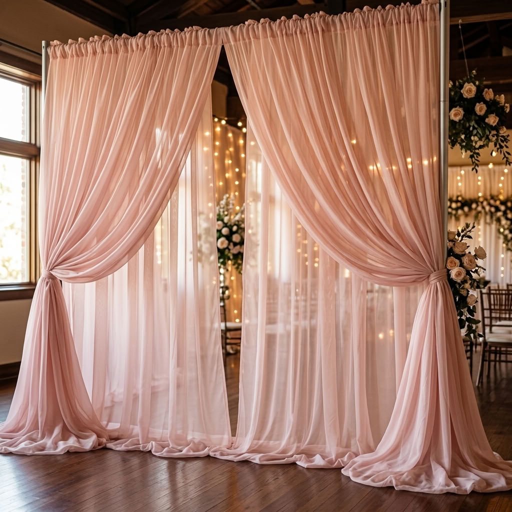 Chiffon Drapery Panel in Blush 4124 - drapery view 6