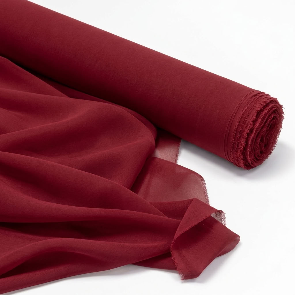 Chiffon Drapery Panel in Red 1190 - fabric roll