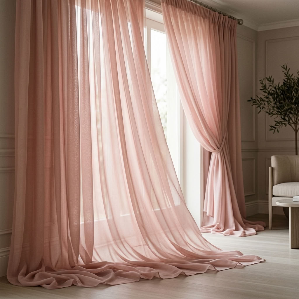 Chiffon Drapery Panel in D/Rose 1160 - drapery view 5