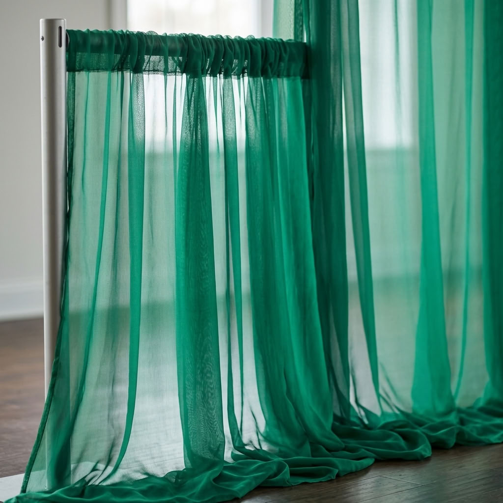 Chiffon Drapery Panel in Emerald 5638 - drapery view 2