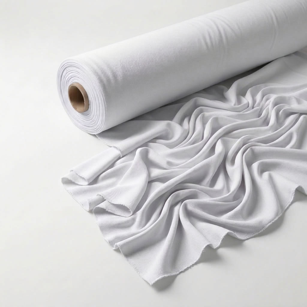Interlock (Stretch) Drapery Panel in White 1101 - fabric roll