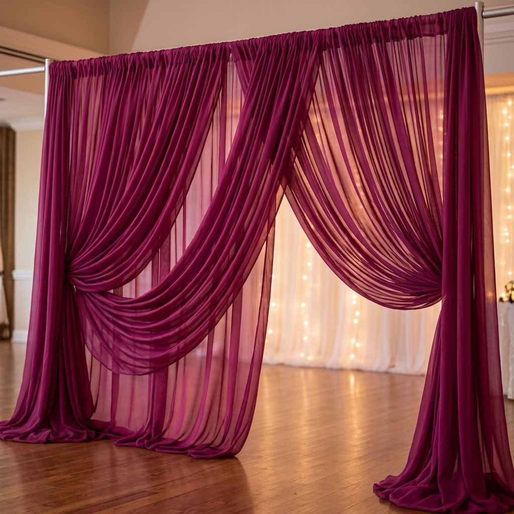 Chiffon Drapery Panel in Magenta 1281 - drapery view 5
