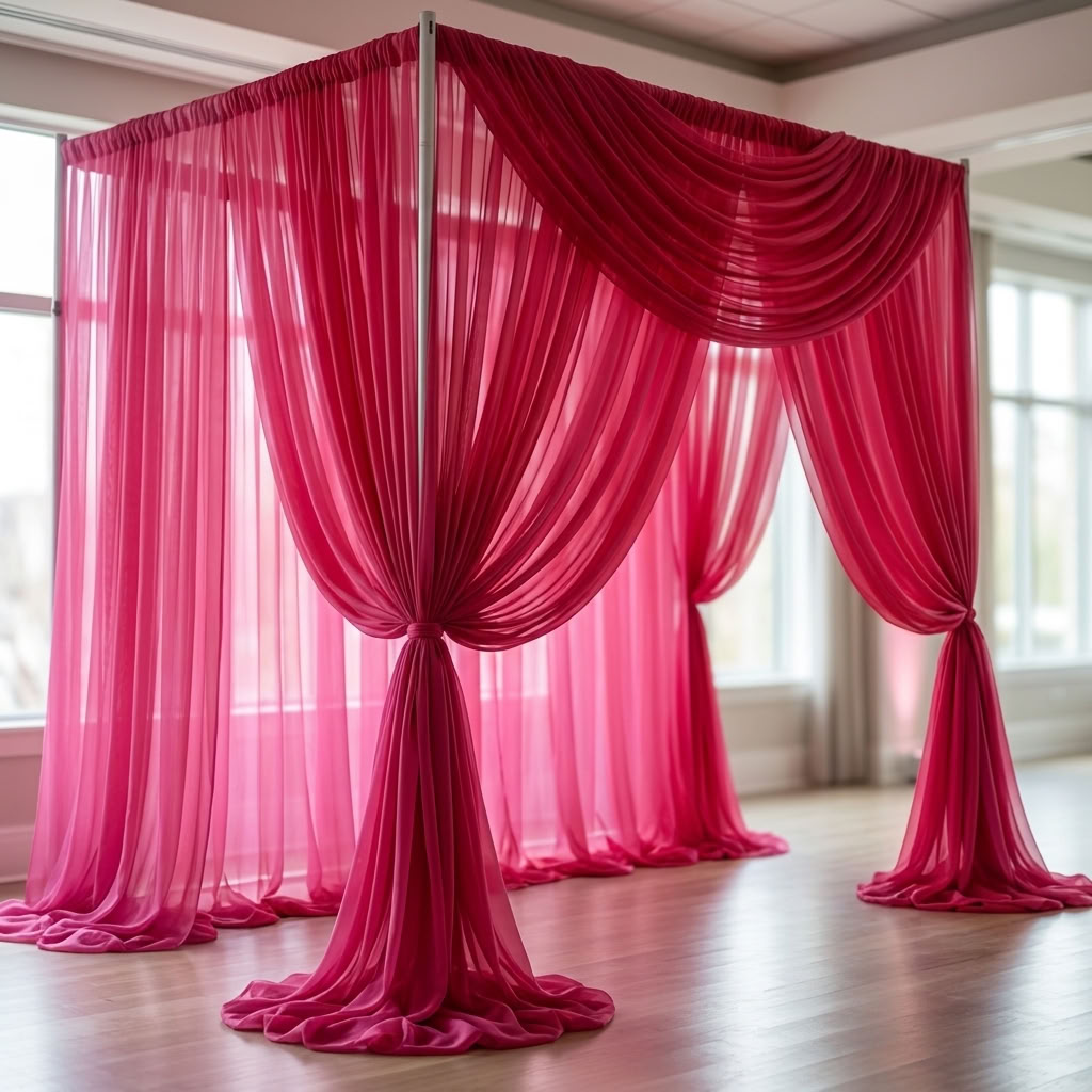 Chiffon Drapery Panel in Fuchsia 1220 - drapery view 7