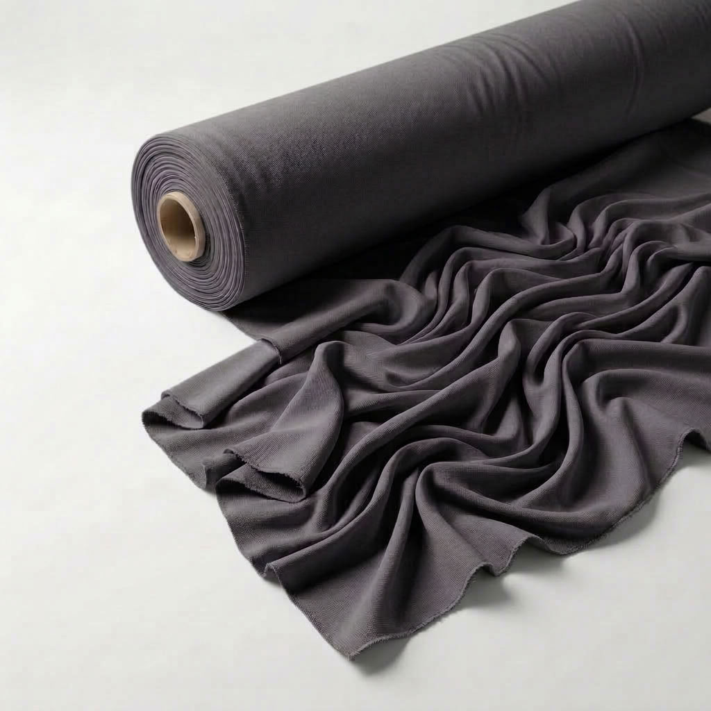 Interlock (Stretch) Drapery Panel in Gray/S 3218 - fabric roll