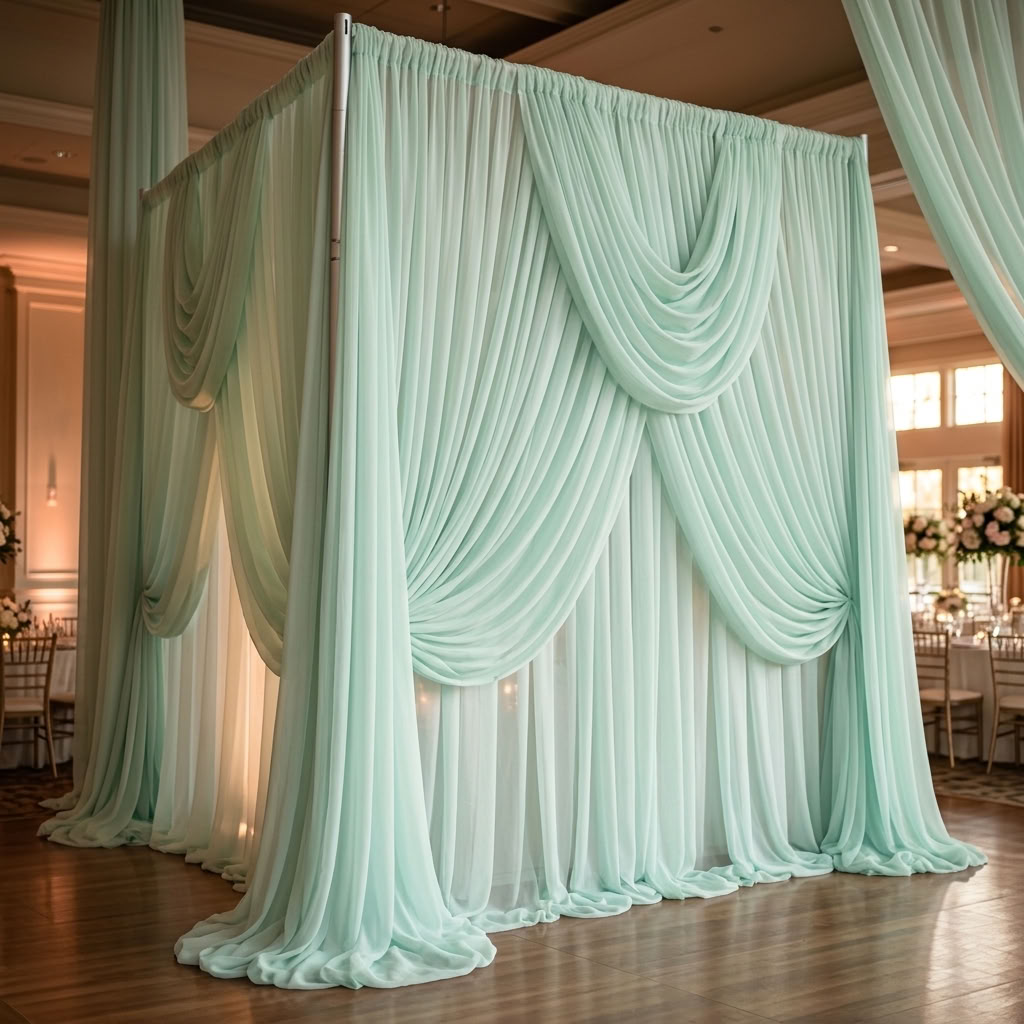 Chiffon Drapery Panel in Mint 1765 - drapery view 6