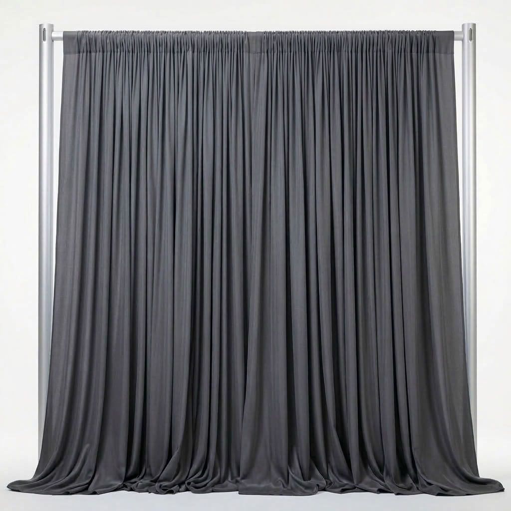 Interlock (Stretch) Drapery Panel in Charcoal 1149 - fabric view 1