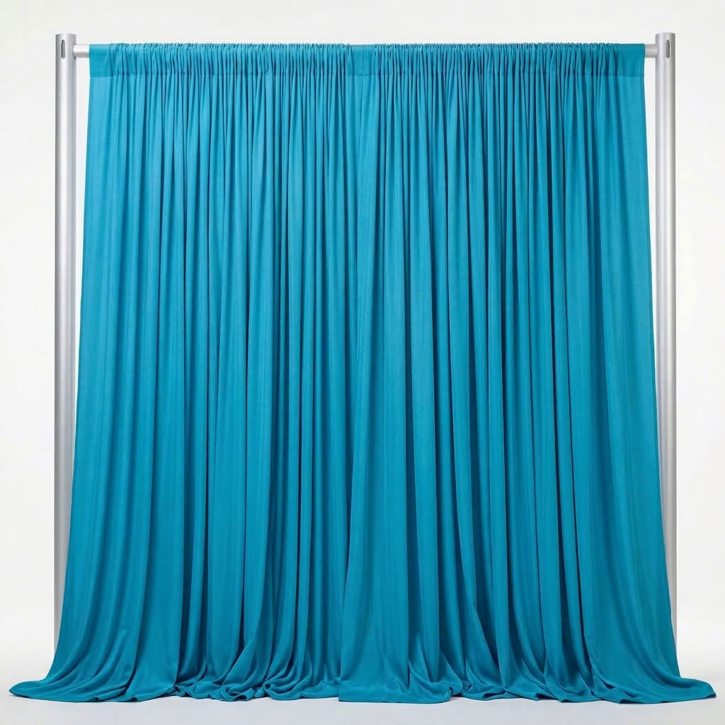 Interlock (Stretch) Drapery Panel in Aqua 1135 - fabric view 1