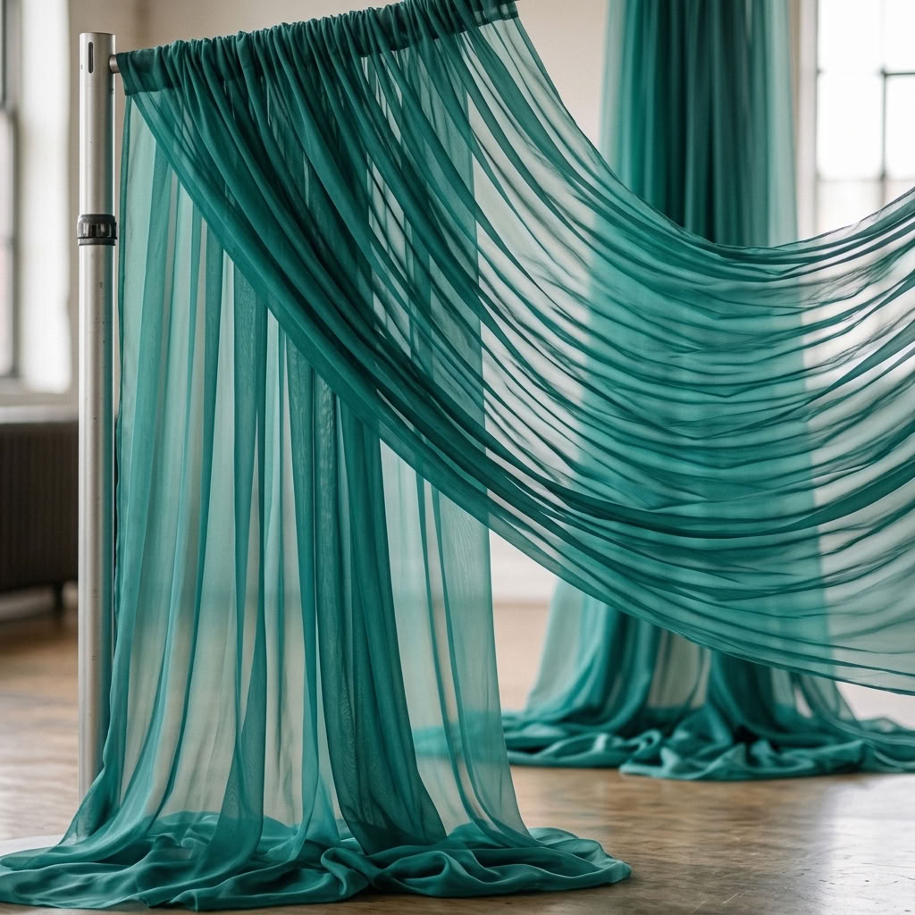 Chiffon Drapery Panel in Jade 1935 - drapery view 1