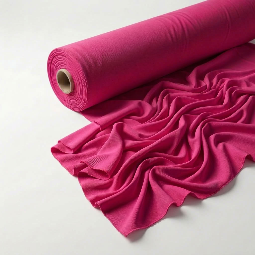 Interlock (Stretch) Drapery Panel in Fuchsia 1219 - fabric roll