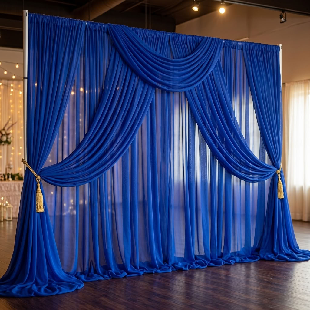Chiffon Drapery Panel in Royal 1149 - drapery view 3