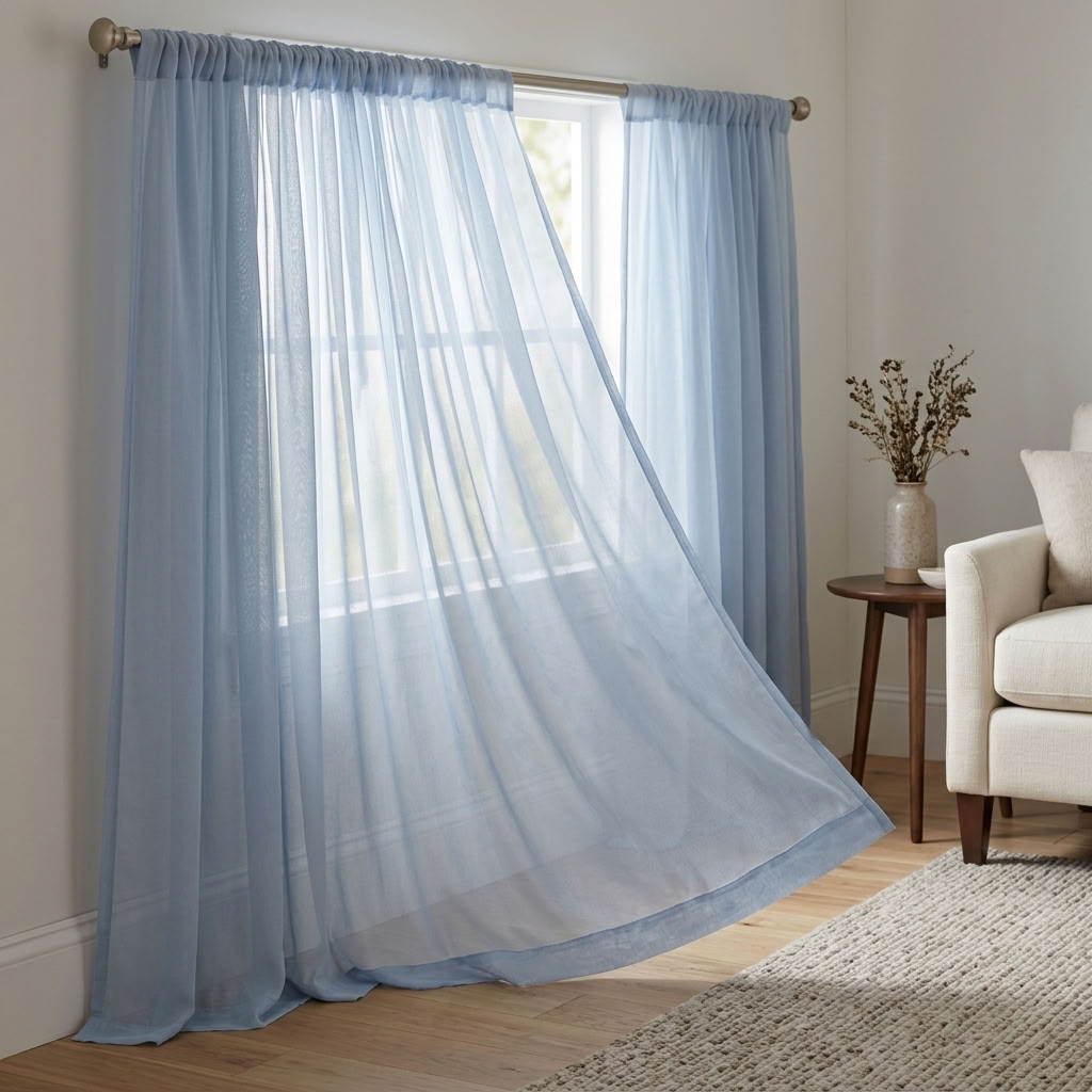 Chiffon Drapery Panel in Blue 1120 - drapery view 4