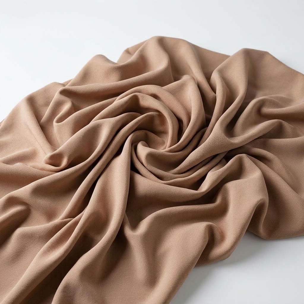 Interlock (Stretch) Wholesale Fabric in Mocha/L 1385 - loose-fold fabric view