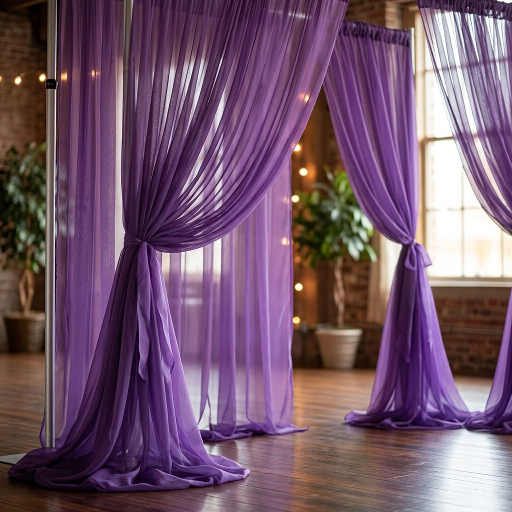 Chiffon Drapery Panel in Purple 1258 - drapery view 4