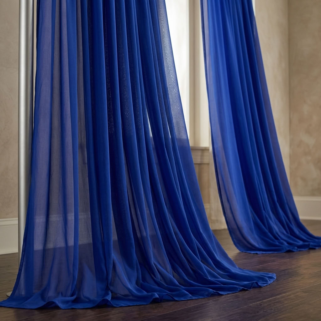 Chiffon Drapery Panel in Royal 1148 - drapery view 3