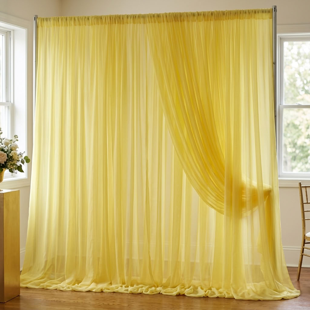 Chiffon Drapery Panel in Lemon Lush 7737 - drapery view 5