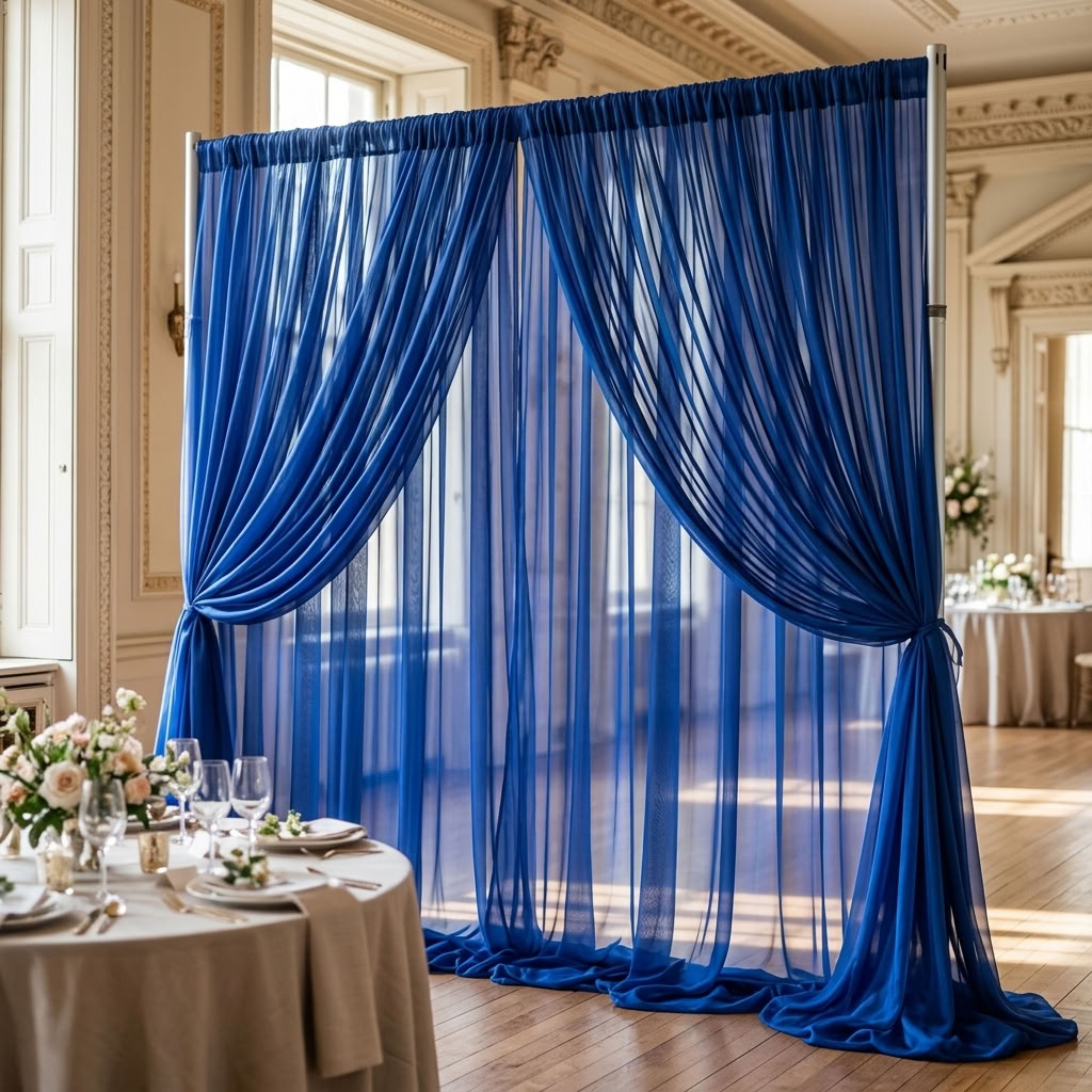 Chiffon Drapery Panel in Royal 1149 - drapery view 5