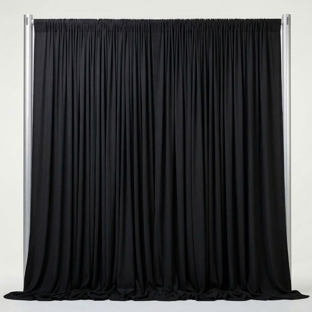Interlock (Stretch) Drapery Panel in Black - fabric view 2