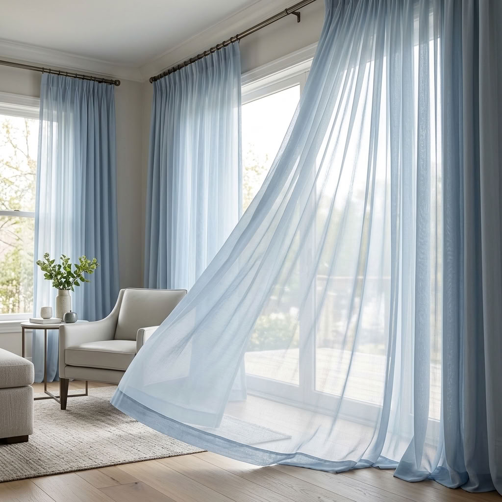 Chiffon Drapery Panel in Blue 1120 - drapery view 7