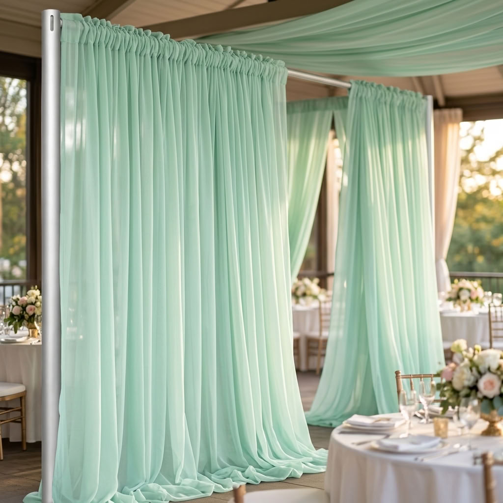 Chiffon Drapery Panel in Mint 1765 - drapery view 3