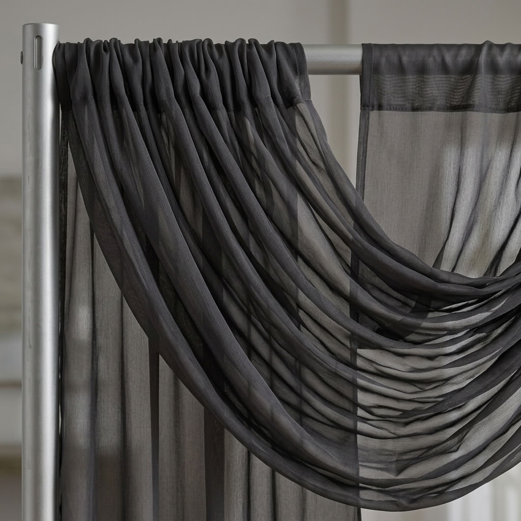 Chiffon Drapery Panel in Gray 1665 - drapery view 6