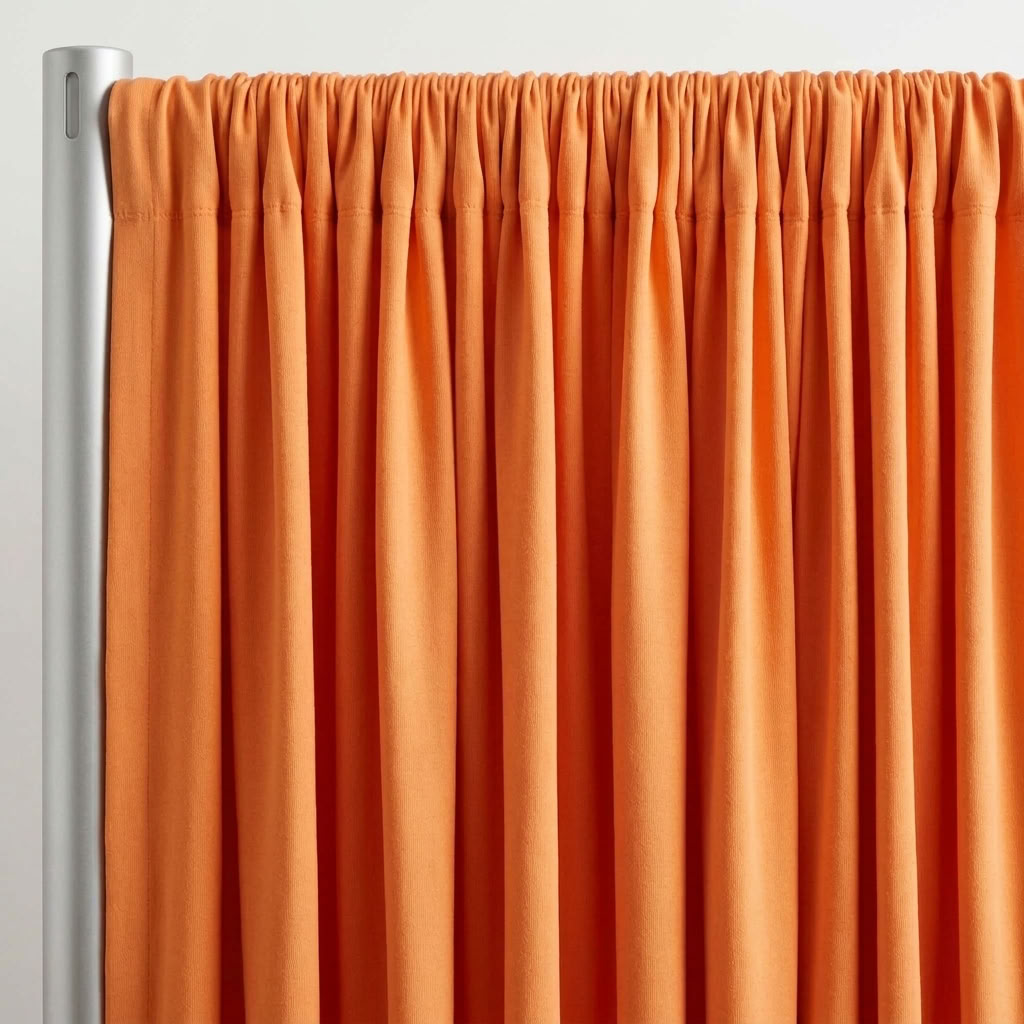 Interlock (Stretch) Drapery Panel in Tangerine 1408 - hanging drapery