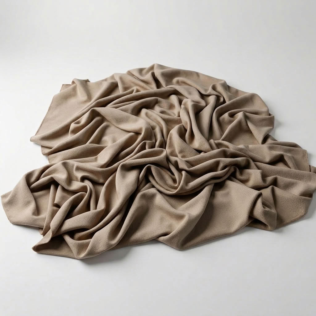 Interlock (Stretch) Wholesale Fabric in Stone 1775 - piled fabric view