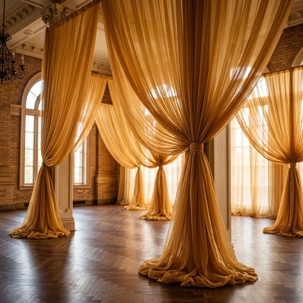Chiffon Drapery Panel in Gold 1188 - drapery view 3
