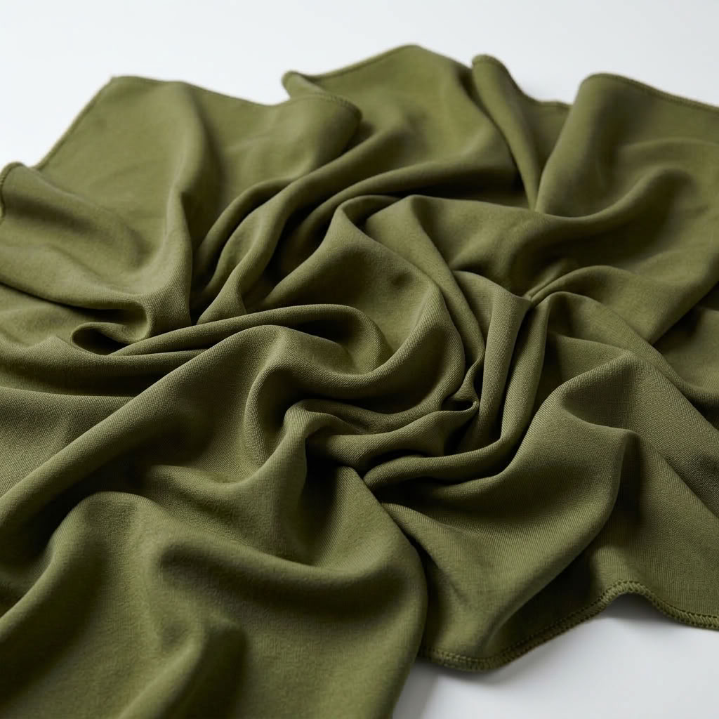 Interlock (Stretch) Drapery Panel in Army Green 2811 - fabric detail 1