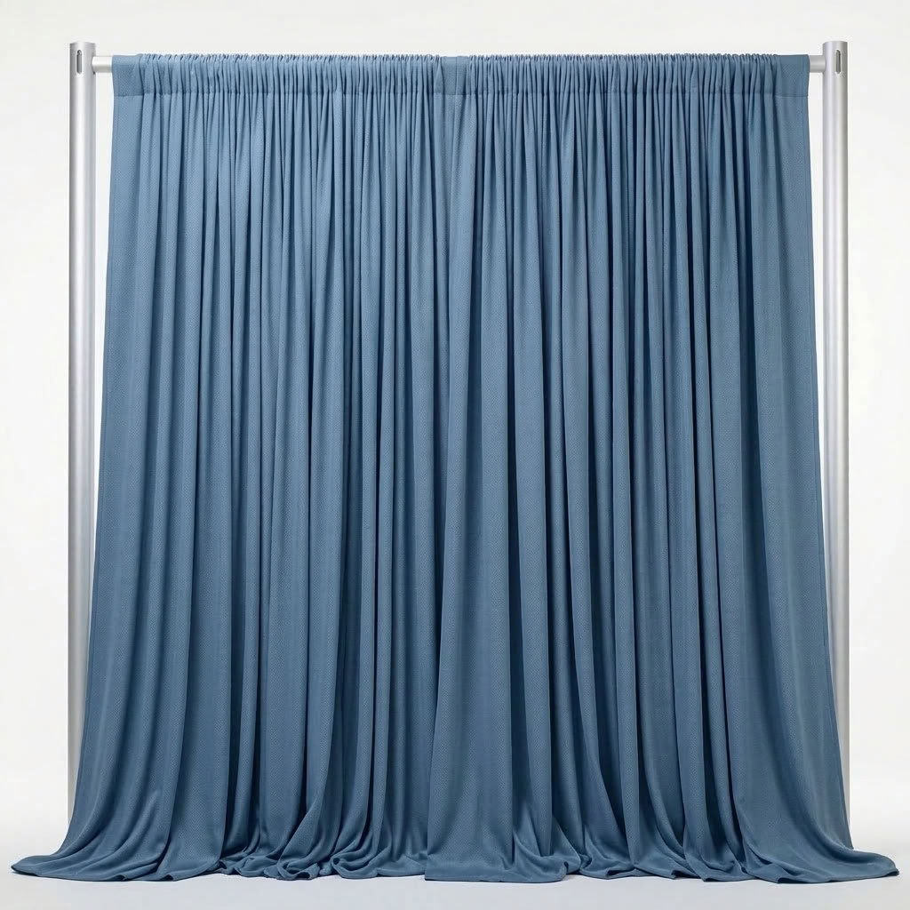 Interlock (Stretch) Drapery Panel in Blue/Dusk 4120 - fabric view 1