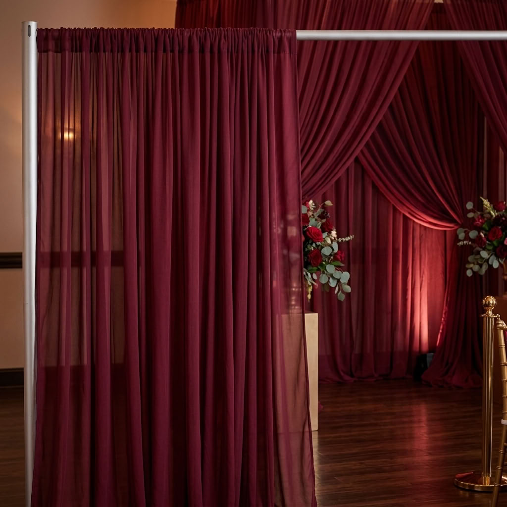 Chiffon Drapery Panel in Burgundy 1232 - drapery view 3