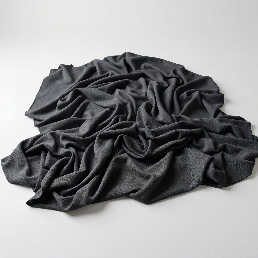 Interlock (Stretch) Drapery Panel in Charcoal 1149 - fabric detail 2